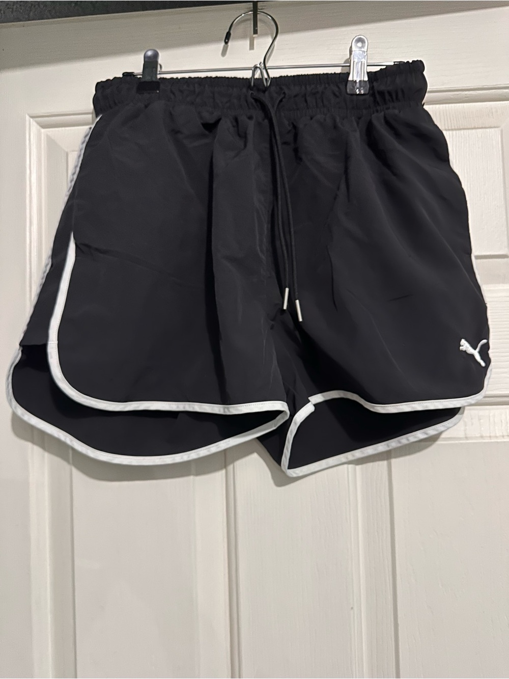 Puma Black Athletic Shorts with White Trim